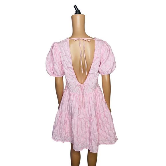 In the beginning textured balloon sleeve tiered dress size M pink NEW - Picture 4 of 9